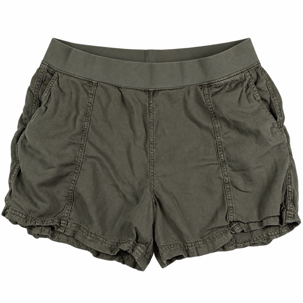 Faherty Arlie Day Olive Green Linen Blend Pull On Shorts Size Large